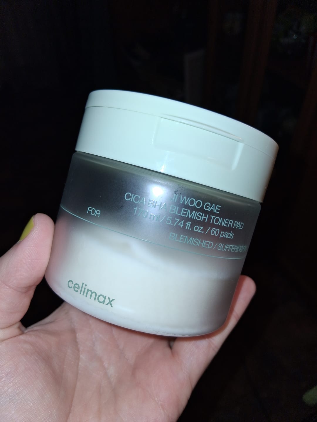 Customer photo review of Pīlinga spilventiņi iekaisumu novēršanai problemātiskai ādai Celimax Ji Woo Gae Cica BHA Blemish Toner Pad
