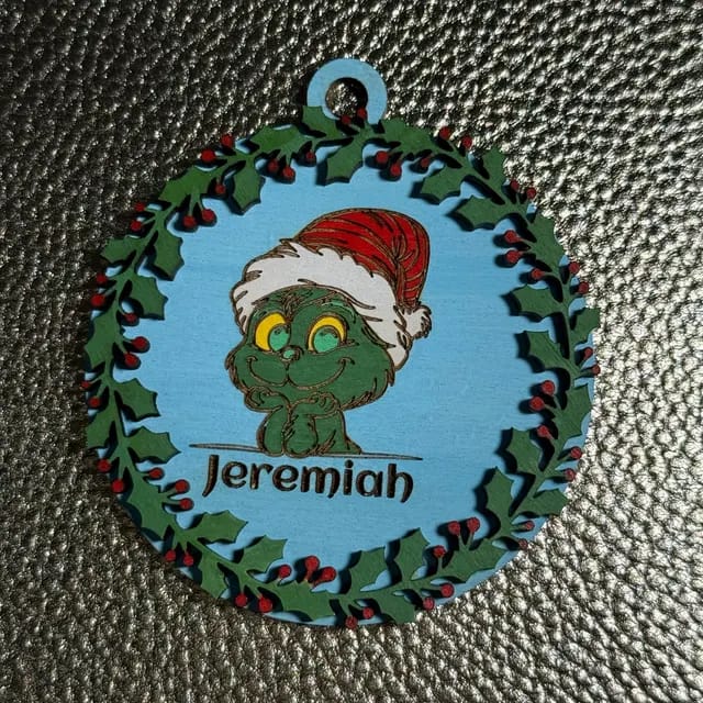 Customer photo review of Christmas custom name round ornaments 6 bundle laser cut svg file