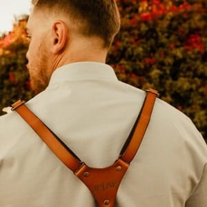 Customer photo review of Personalized Leather Custom Engraved Suspenders – Genuine Leather…