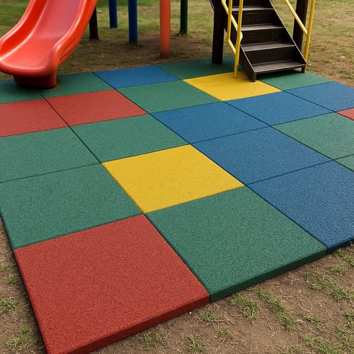 Customer photo review of Heavy Duty Shock Absorbing Rubber Playground Mats Eco-Friendly Outdoor Safety Flooring