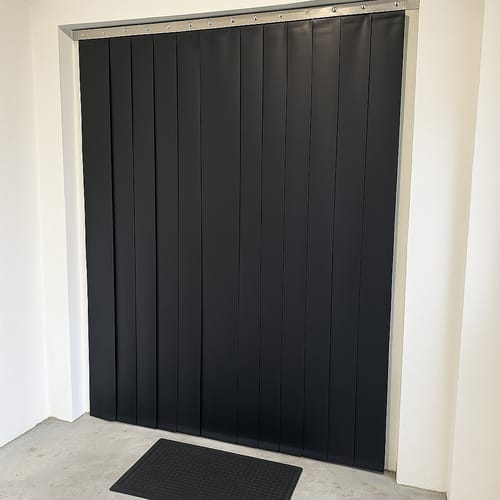 Customer photo review of Abattoir Blackout Strip Curtains, Solid Black PVC, Hook-On Rail Kit, 430-Grade Stainless Steel Privacy & Hygiene Screen Easy Install All Sizes Nominal