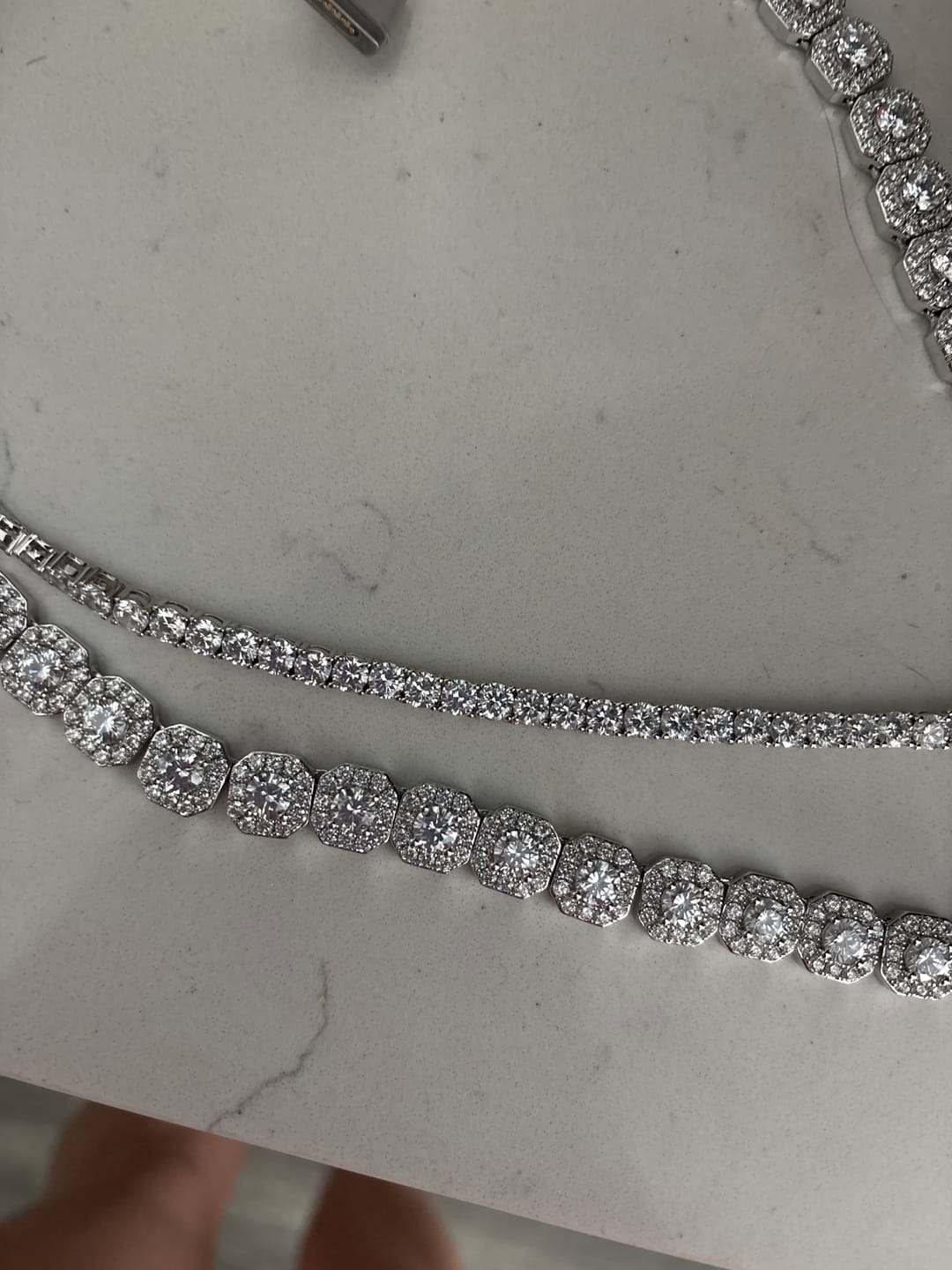 Customer photo review of 10mm Clustered Tennis Chain - White Gold