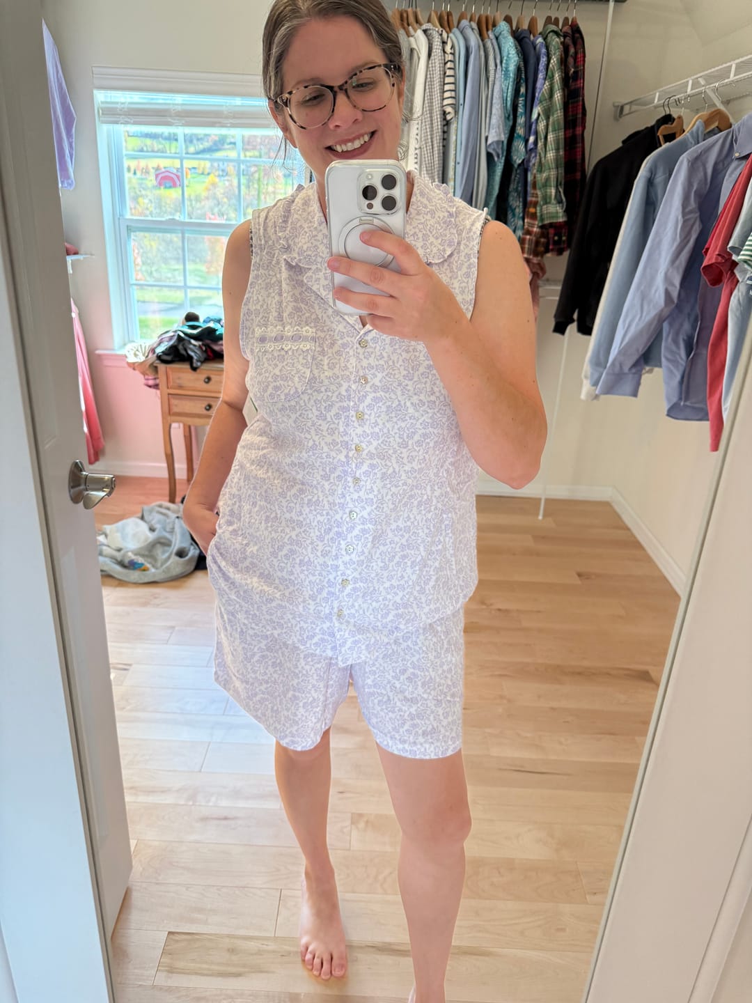 Customer photo review of Lilac Posy Cotton Knit Short Pajama
