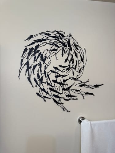 Customer photo review of Swirling Fish School Metal Wall Art