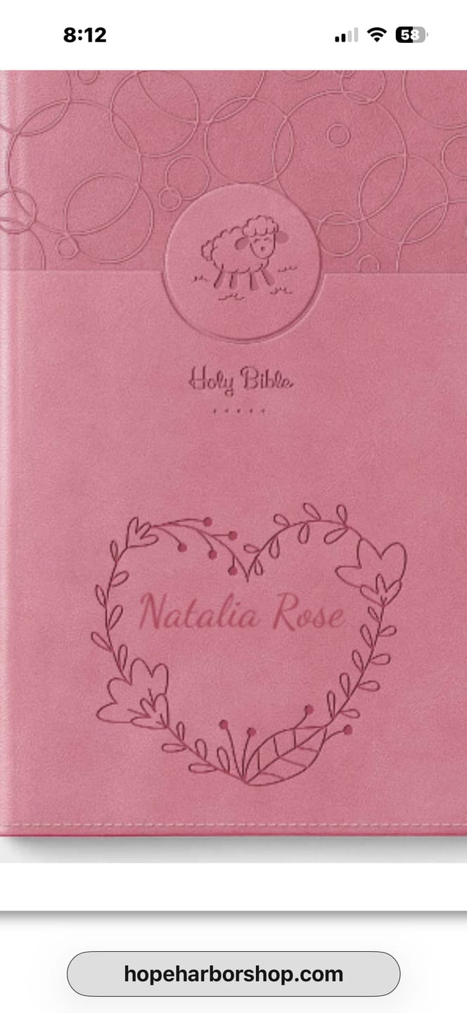 Customer photo review of Personalized Baby's Bible Pink - NIV Engraved Floral Frame