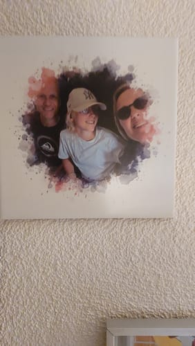 Customer photo review of Aquarel Portret op Tegel - Upload je eigen foto