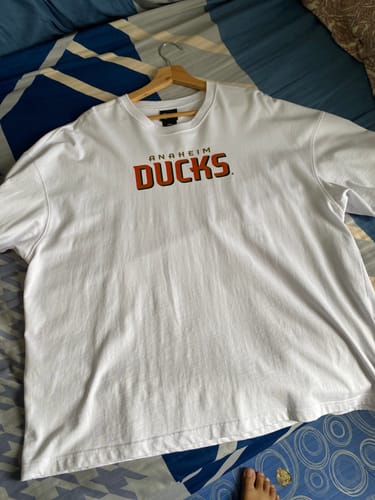 Customer photo review of Anaheim Ducks NHL Team Logo Oversized White Short-Sleeve T-Shirt