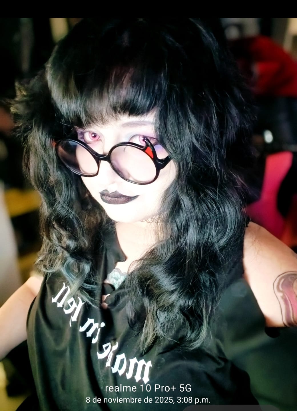 Customer photo review of Cosplay Fairy Rose Pink Colored Contact Lenses