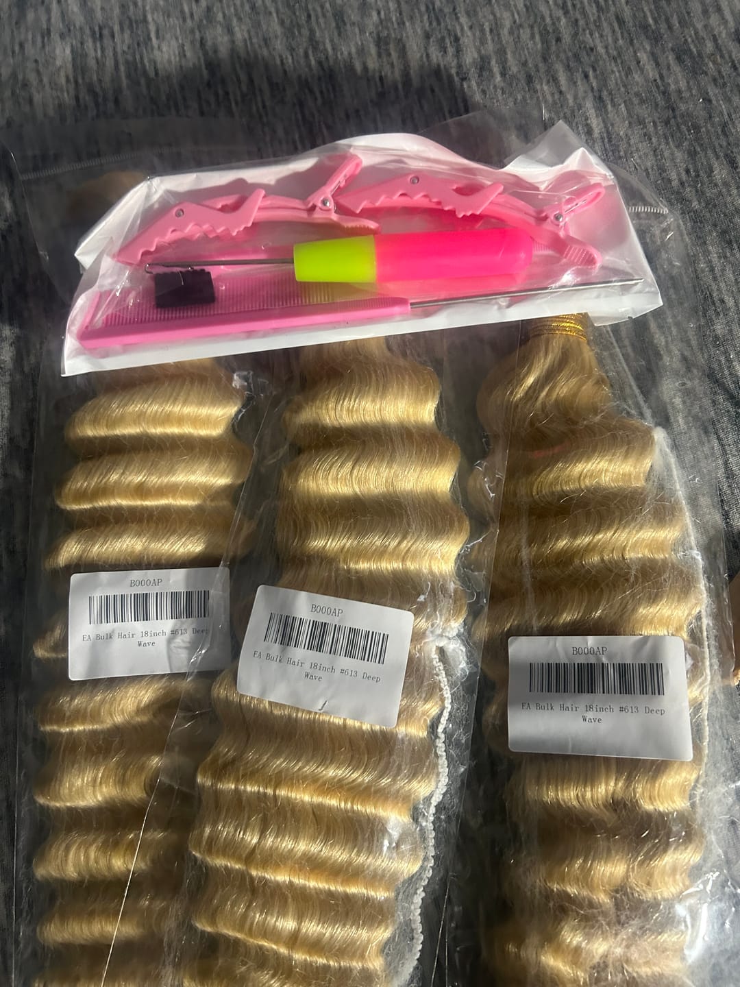 Customer photo review of #613 Blonde Deep Wave Bulk Hair Extensions for Braiding