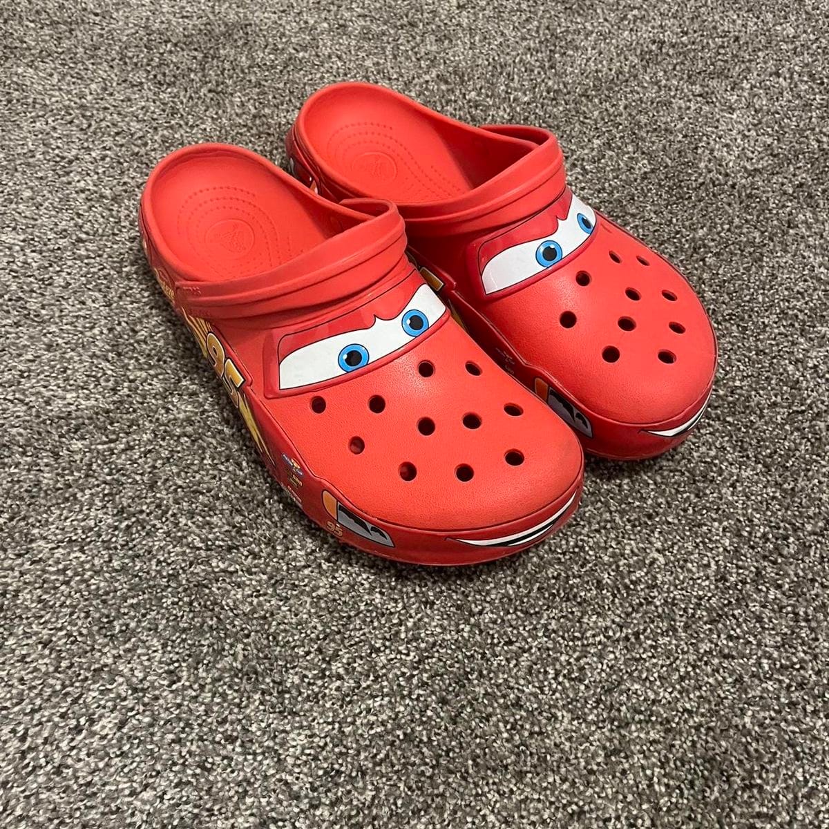 Customer photo review of Lightning McQueen Crocs – Red