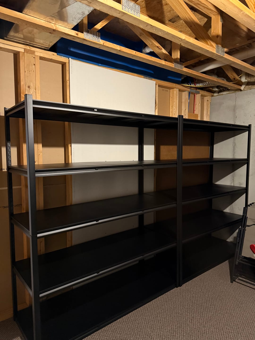 Customer photo review of REIBII 60"W x 72"H Industrial Garage Shelving, 3000LBS Heavy Duty Storage Shelves, Adjustable Metal Shelving for Basement Warehouse