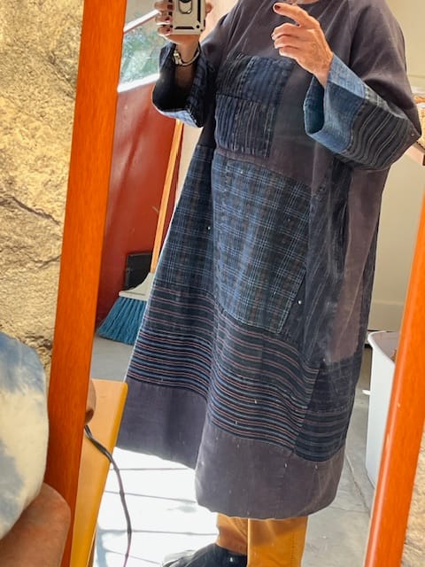 Customer photo review of Women Autumn Retro Patchwork O-Neck Cotton Dress