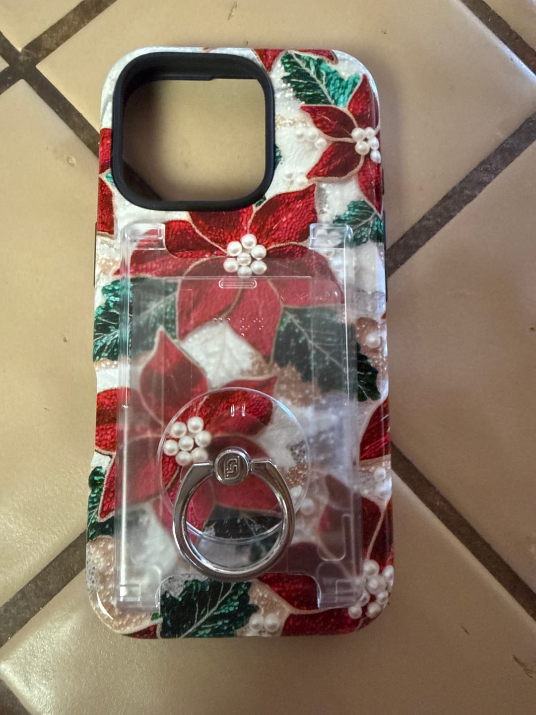 Customer photo review of Christmas Poinsettia Flower Design iPhone Case