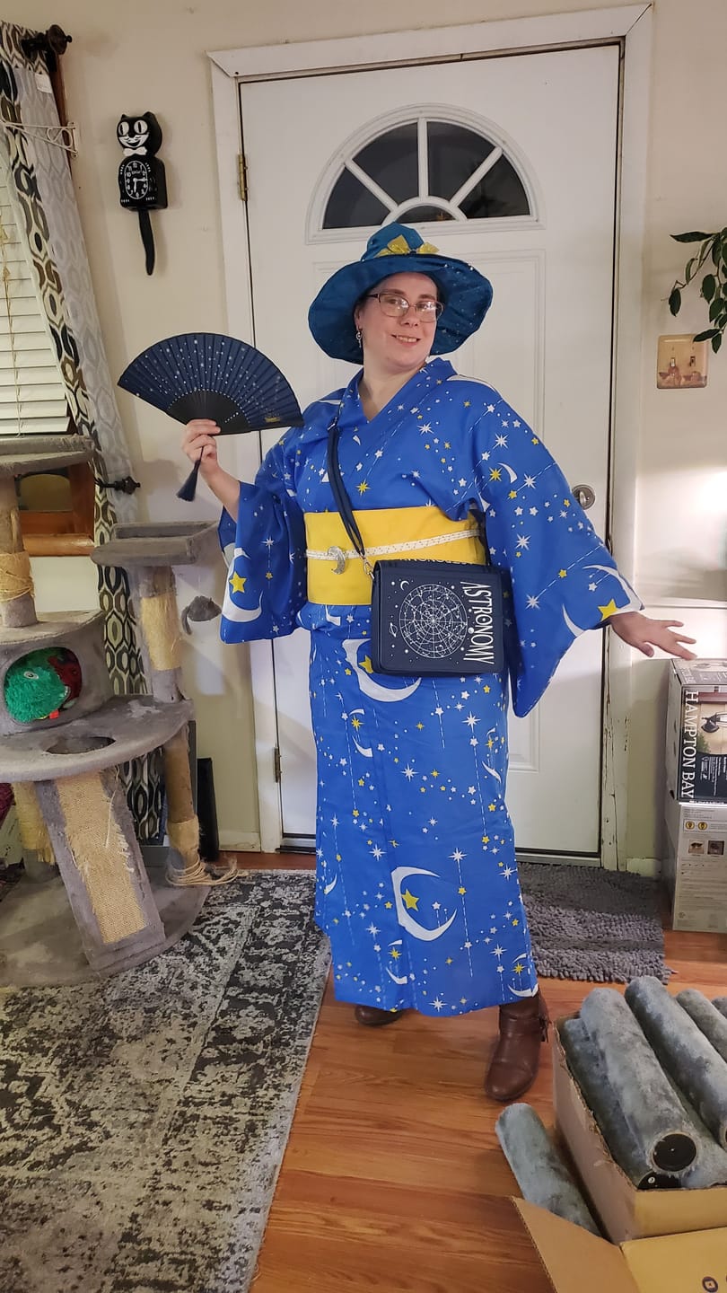 Customer photo review of Yukata Kimono Plus Size - Whimsical Night Sky in Blue (Style #1000)