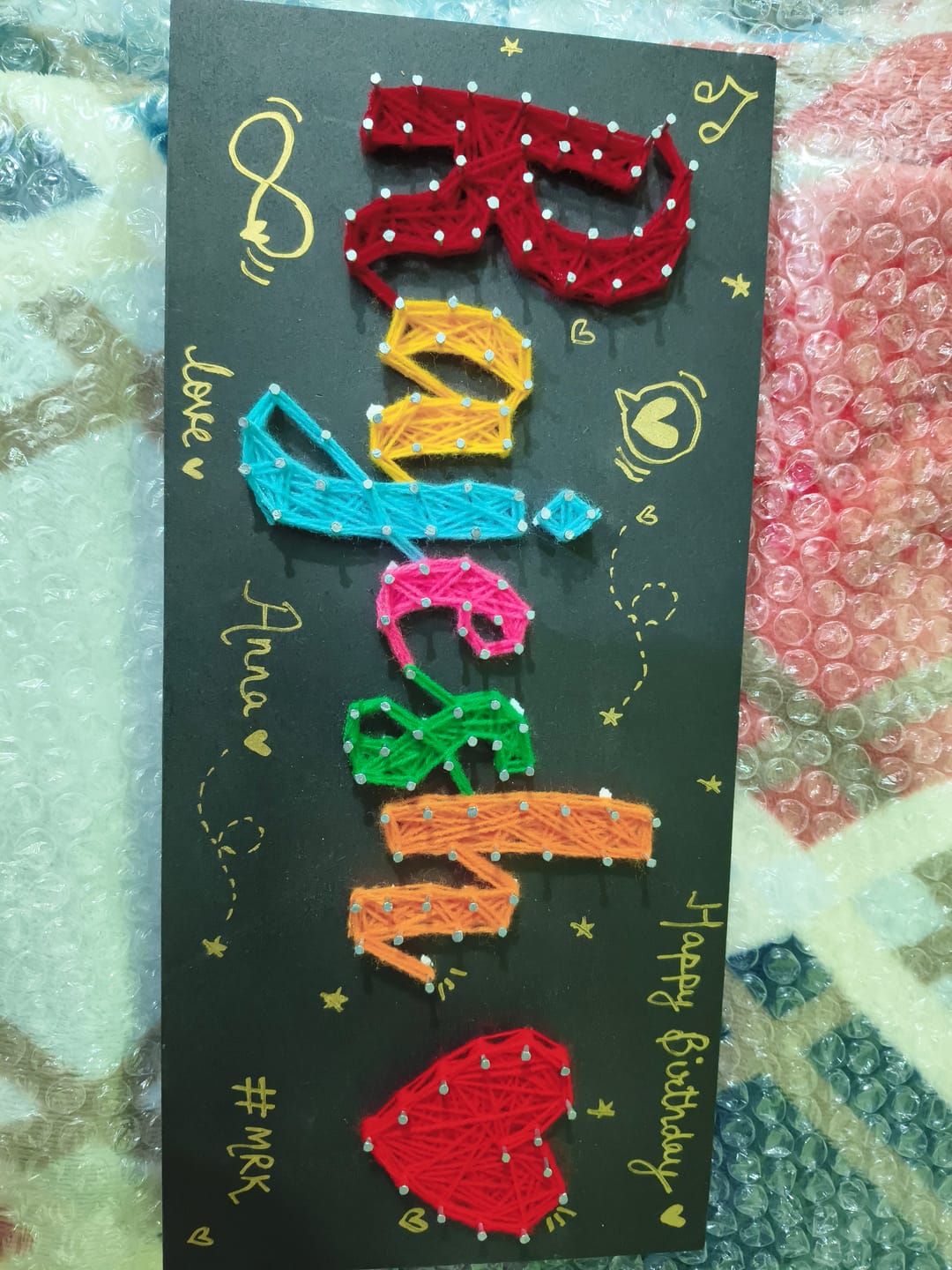 Customer photo review of Artsy- Customised Mini Nameplate String Art