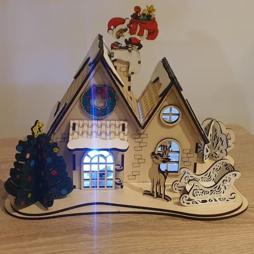 Customer photo review of Christmas house candle holder laser cut svg file