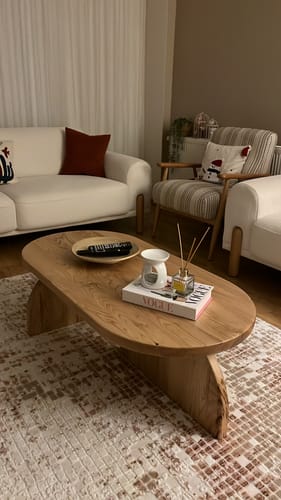 Customer photo review of Ahşap Orta Sehpa - Japandi Stili Kestane Bohem Sehpa