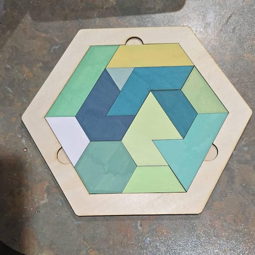 Customer photo review of Wooden hexagon puzzle laser cut svg file