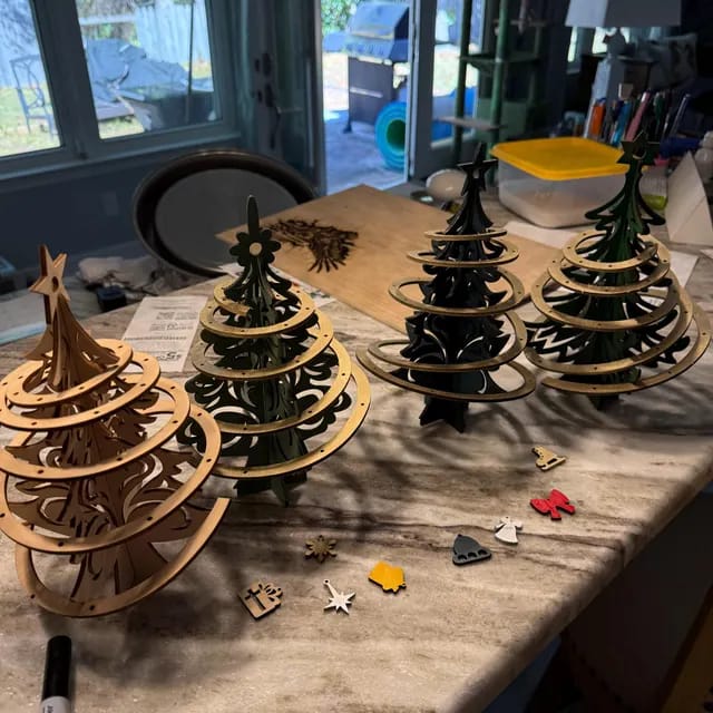 Customer photo review of Laser cut Christmas tree Decorative 3 bundle svg file