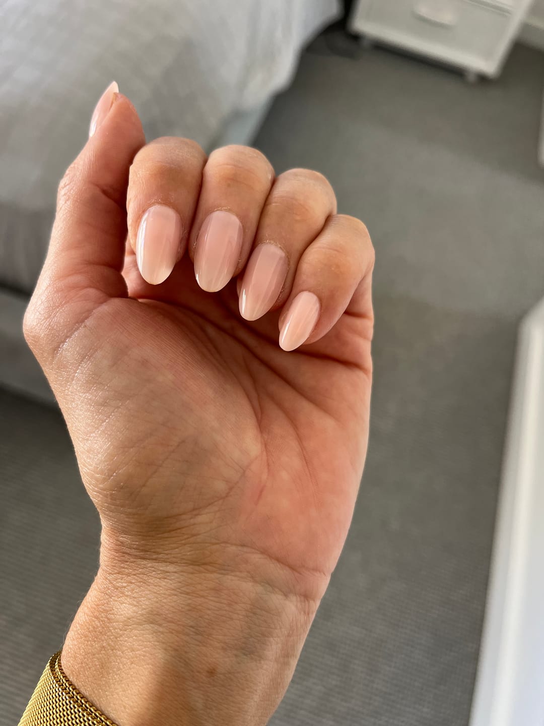 Customer photo review of Pink Milk | Salon Quality Press-on Nails Kit – Short Almond Soft Nude Pink