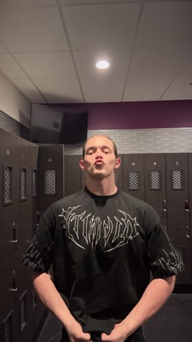 Customer photo review of Bone Splitter Oversized T-shirt [VOID BLACK]