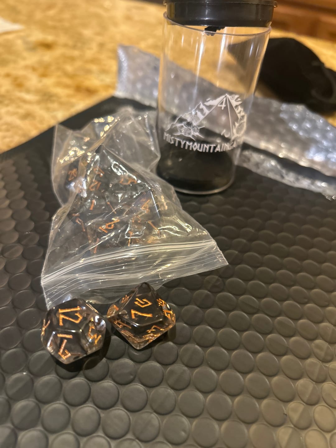 Customer photo review of Tarot Card Resin Dice Set