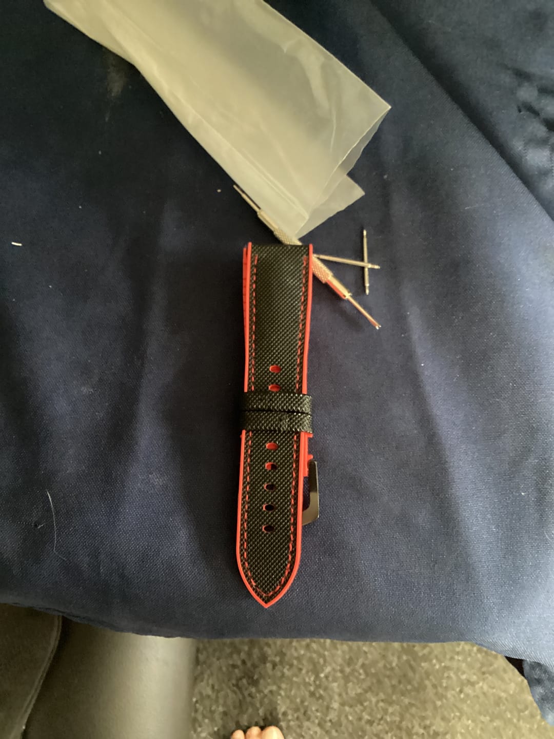 Customer photo review of Premium Red Rubber Strap