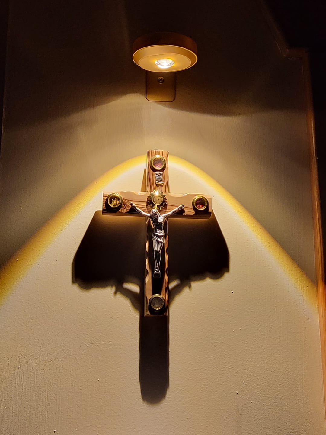 Customer photo review of Olive Wood Plain Crucifix (With Star of Bethlehem) - Holy Land Crucifixes