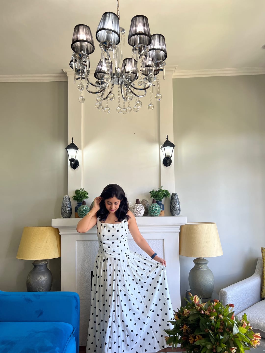 Customer photo review of Neiman Polka Summer Holiday Maxi Dress In Off-White