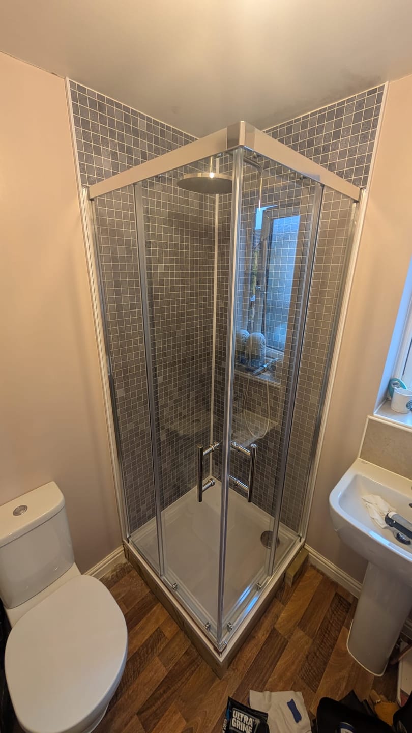 Customer photo review of 10mm Roman Blue Mosaic Matt Shower Panel 1M x 2.4M