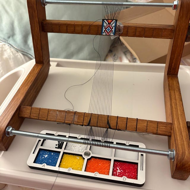 Customer photo review of Dark Modern Loom for LONG seed beadwork weaving