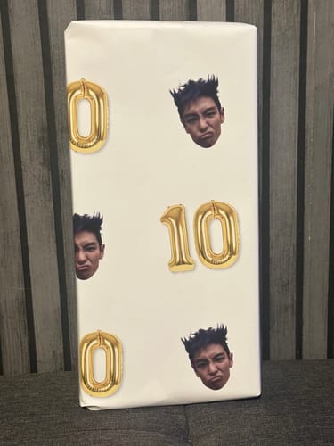 Customer photo review of Personalised Birthday Photo Face Wrapping Paper