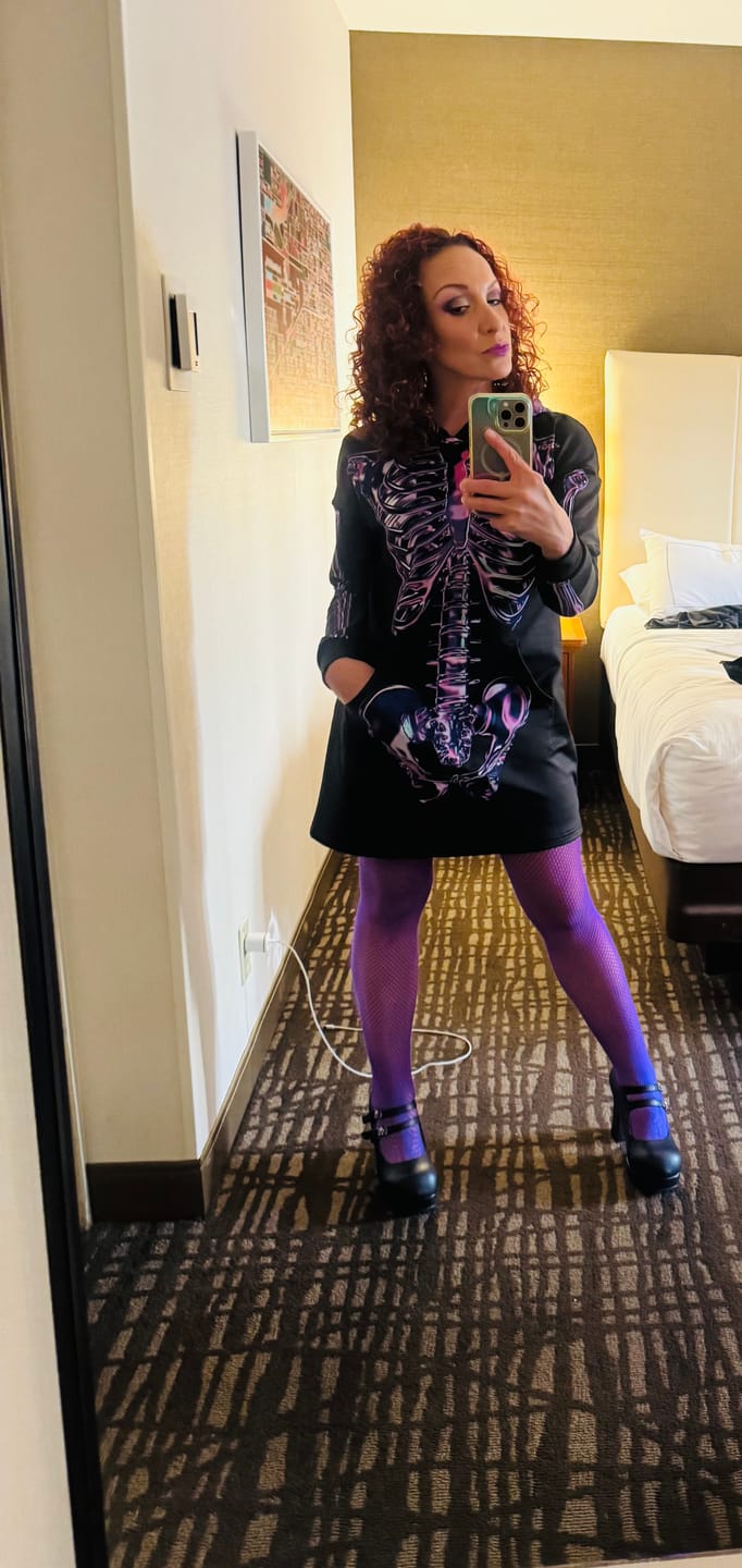 Customer photo review of Purple Skeleton Hoodie Dress