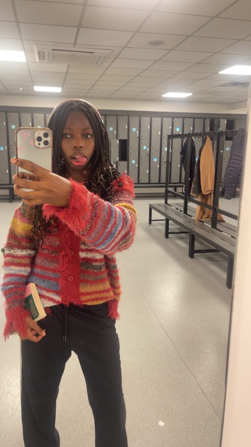 Customer photo review of Aelfric Eden Fringe Stripe Cardigan