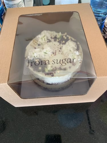 Customer photo review of red velvet cake