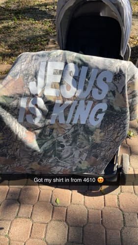 Customer photo review of Pre-Order Jesus Is King Premium Tee