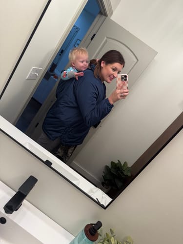 Customer photo review of Mamalila Boston Agave Maternity and Babywearing Jacket