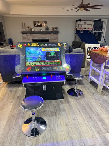 Customer photo review of Cocktail Arcade Machine 4600 Games 32 inch screen Tilt Up Black Multi Cade