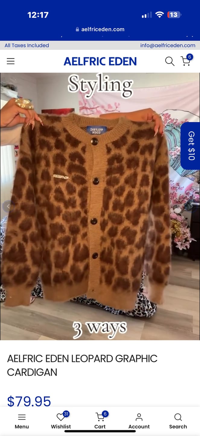 Customer photo review of Aelfric Eden Leopard Graphic Cardigan