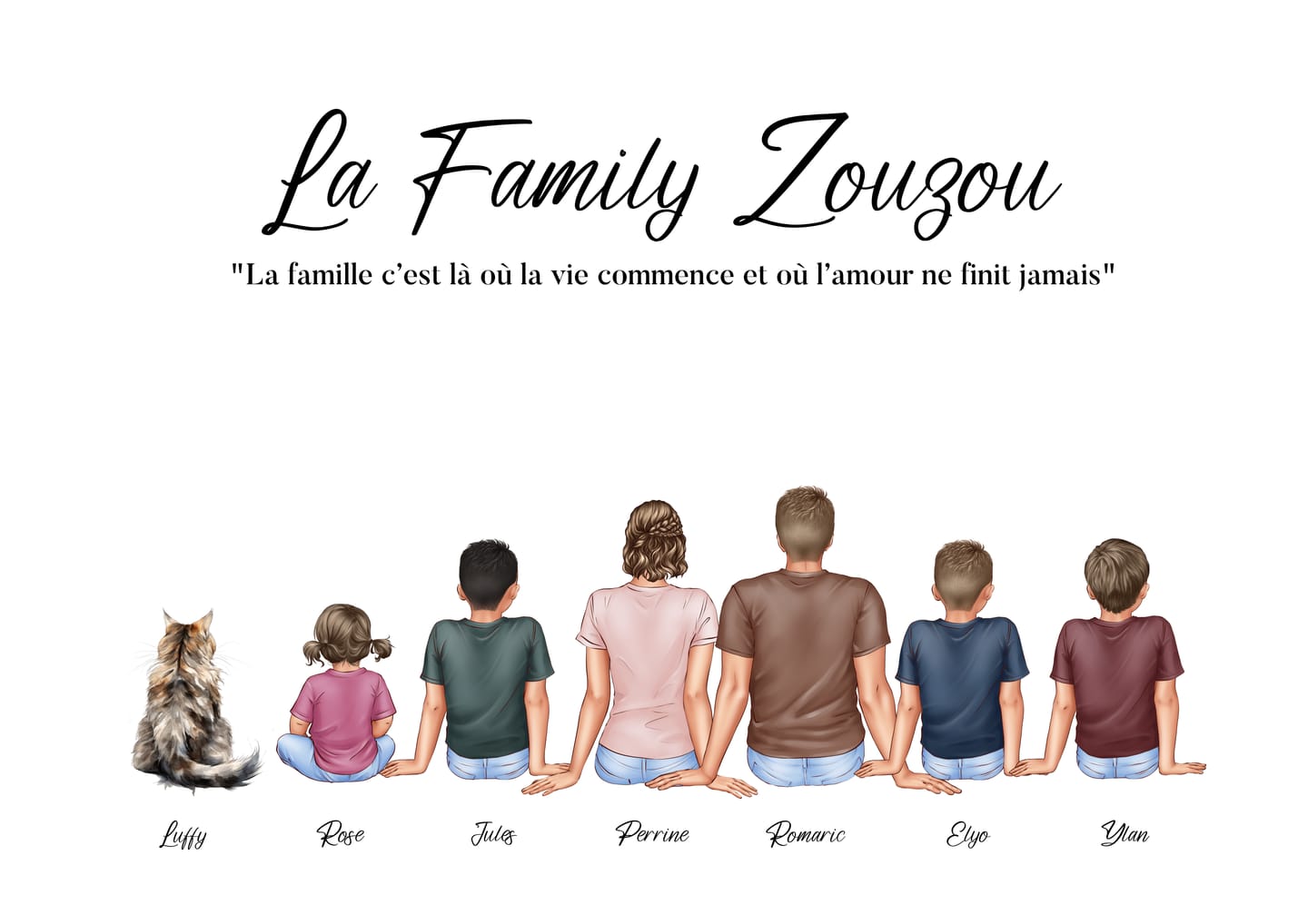 Customer photo review of Affiche portrait de famille personnalisable avec personnages