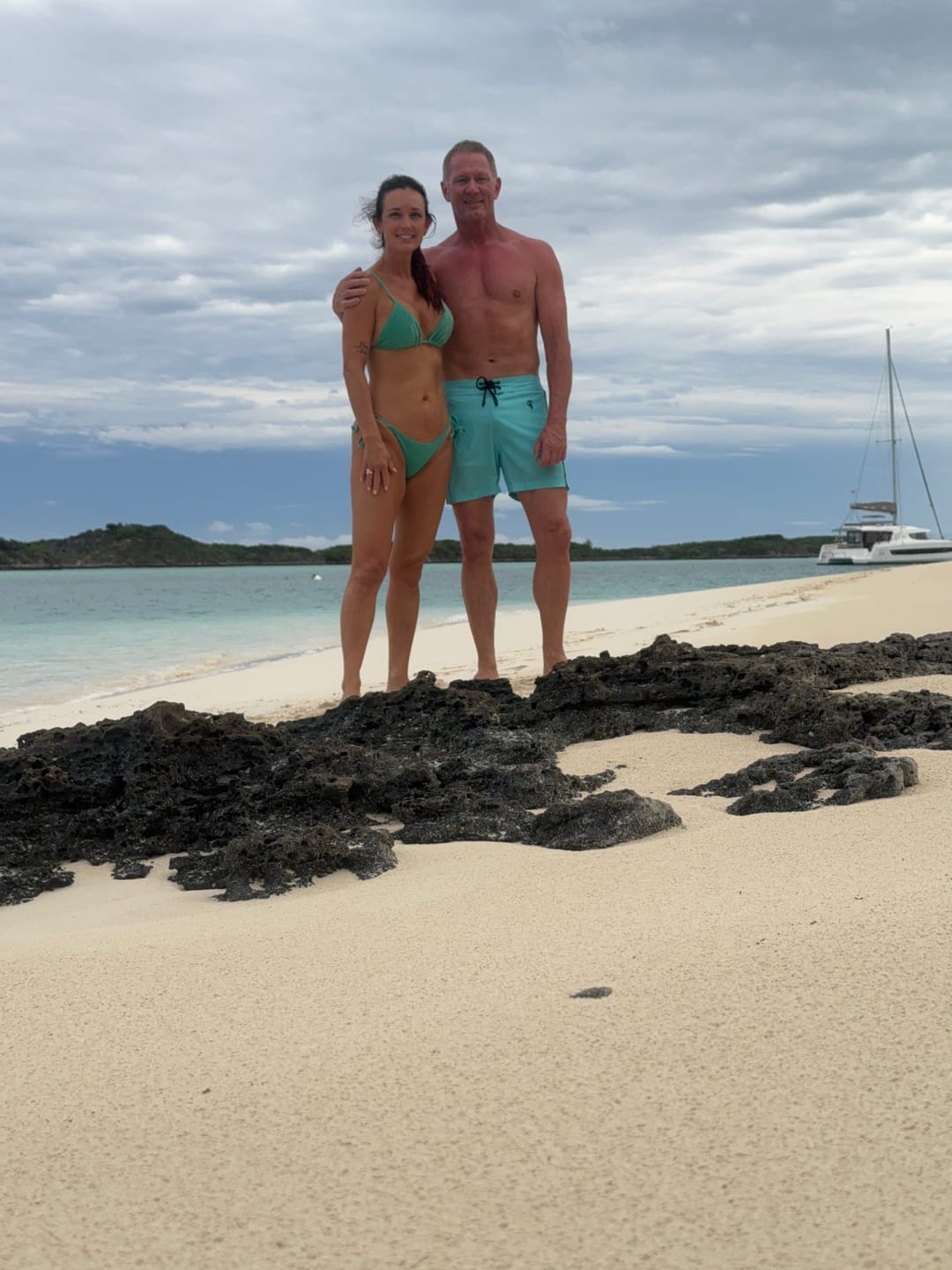 Customer photo review of Splatter Swim Shorts Blue - 5"