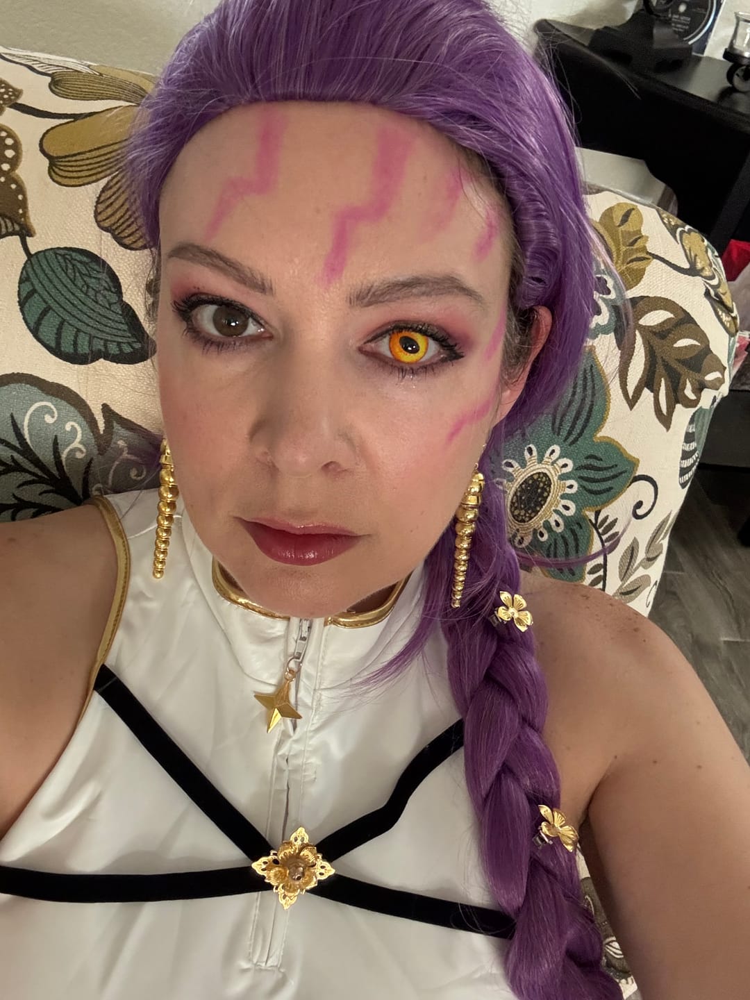 Customer photo review of Halloween DragonMaid Yellow Colored Contact Lenses