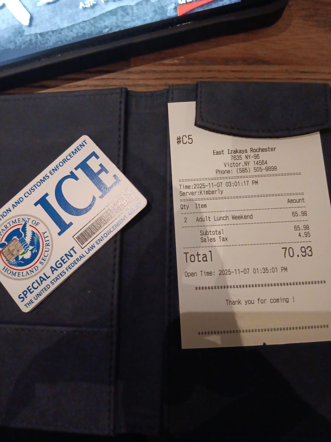 Customer photo review of ICE Special Agent Credit Card Skin Decal