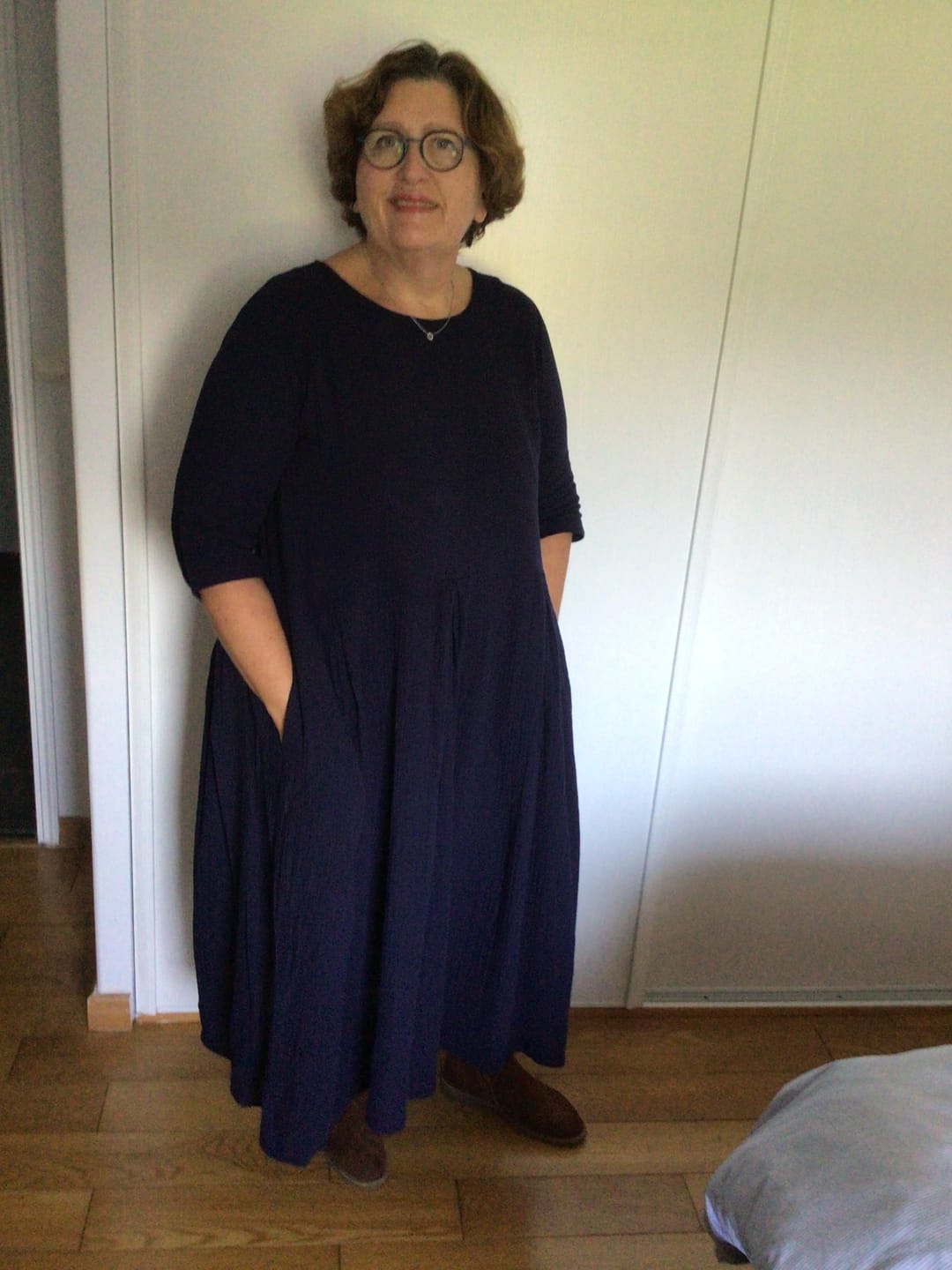 Customer photo review of Robe Louisa double gaze de coton marine