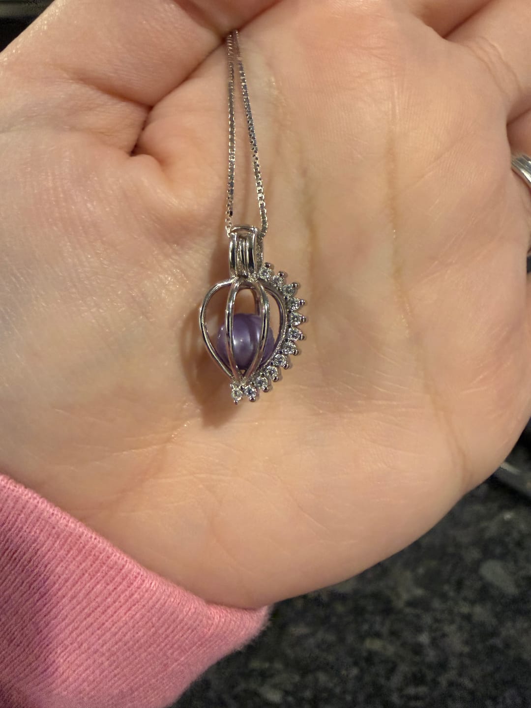 Customer photo review of Cage Pendant 925 Sterling Silver - Clear Rhinestone