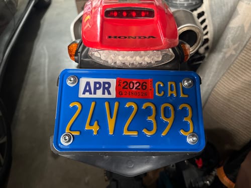 Customer photo review of 1986 CALIFORNIA MOTORCYCLE LICENSE PLATE 4"x7" (100mm x 180mm)