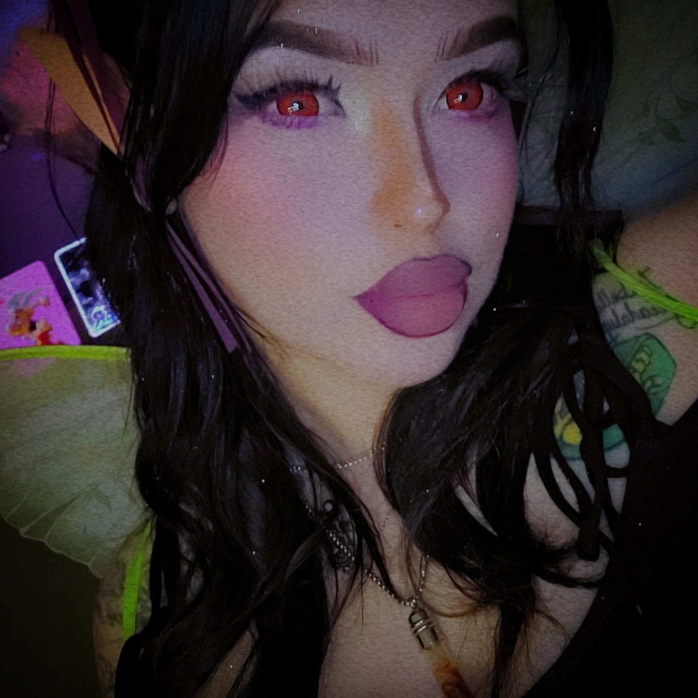 Customer photo review of Cosplay Lucifer's Eye Red Prescription Colored Contact Lenses