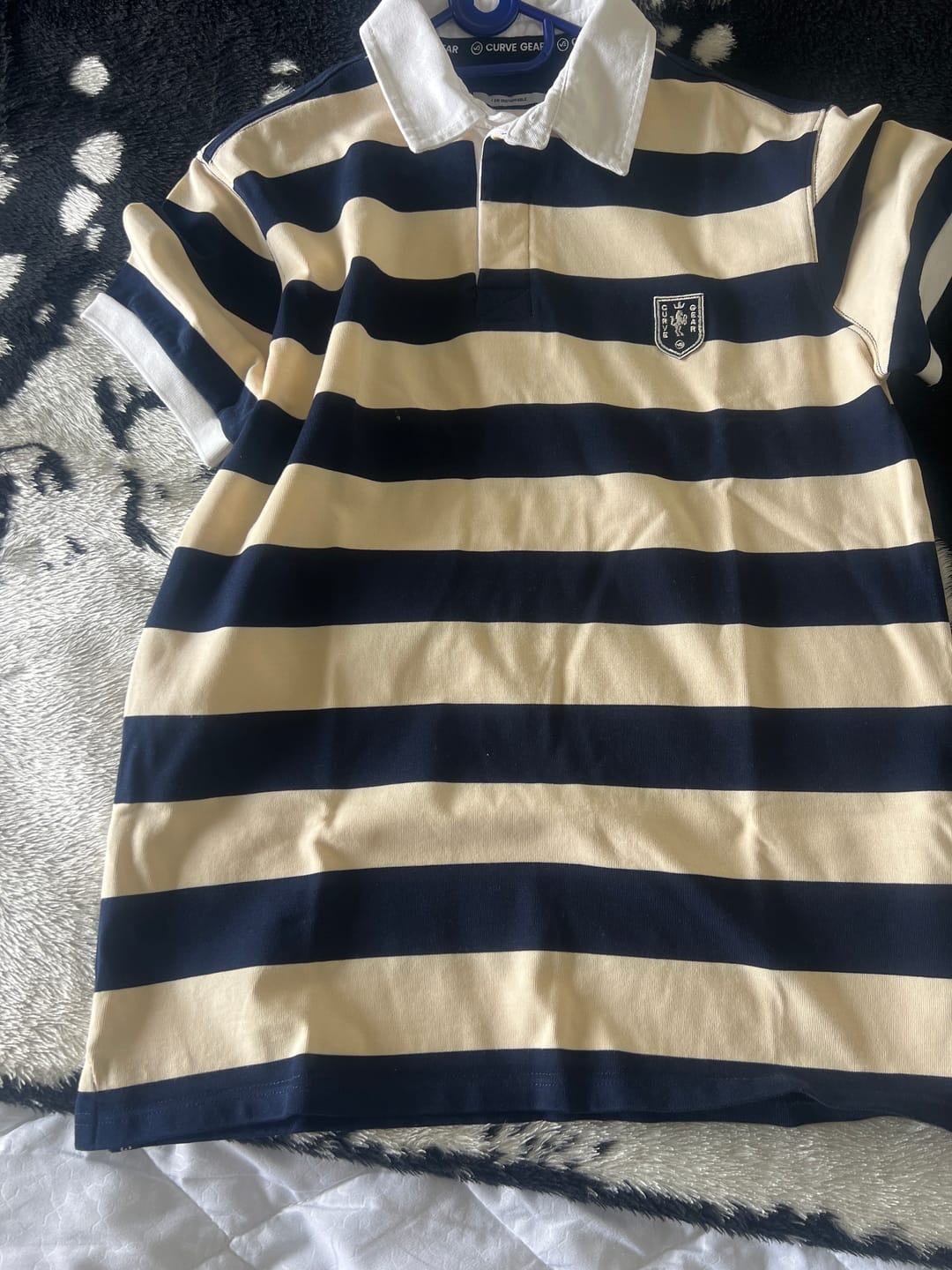 Customer photo review of Elite Rugby Polo Navy & Cream