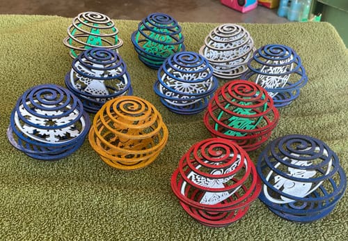 Customer photo review of Spiral Christmas tree ball ornaments 20 bundle laser cut svg file