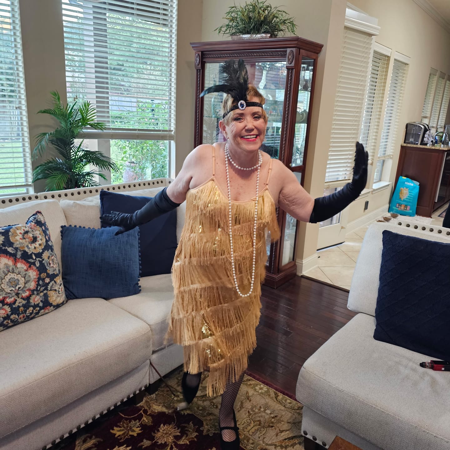 Customer photo review of 1920s Fringe & Sequin Flapper Dress - Gold